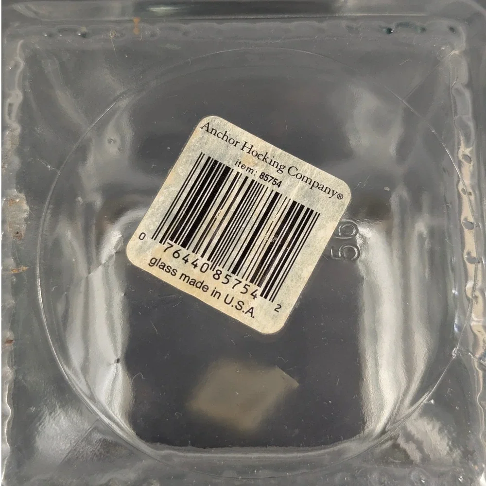 Anchor Hocking Glass Canister Square Storage Jar Brushed Metal Lid 85754 USA